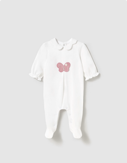 Mayoral 1751 Baby Girl’s Collared Butterfly Onesie