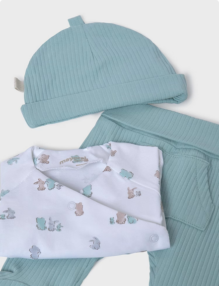 Mayoral 9906 Unisex Long Sleeve Top Pant Beanie 3PC Set