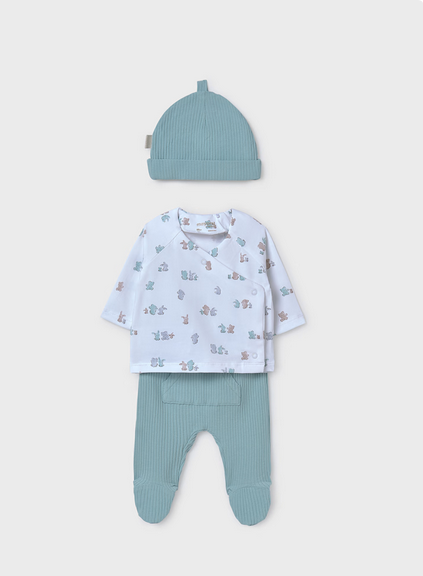 Mayoral 9906 Unisex Long Sleeve Top Pant Beanie 3PC Set