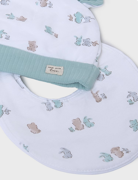 Mayoral 9907 Unisex Onesie Bib & Hat 3PC