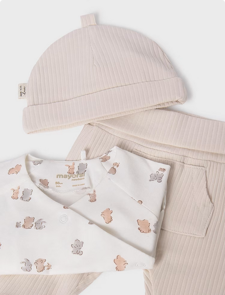 Mayoral 9906 Unisex Long Sleeve Top Pant Beanie 3PC Set