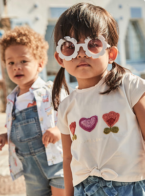 Mayoral 1046 Baby Girls Flower&Heart Embroidery T-Shirt & Jean Skirt 2PC/ 61 HUESCO