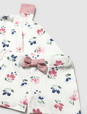 Mayoral 1230 Girls’s Flower Print Top & Bottom Set 2PC – Rosado