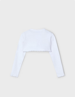 Mayoral 320 Girl's LS Basic Knit Bolero w/ Trim/