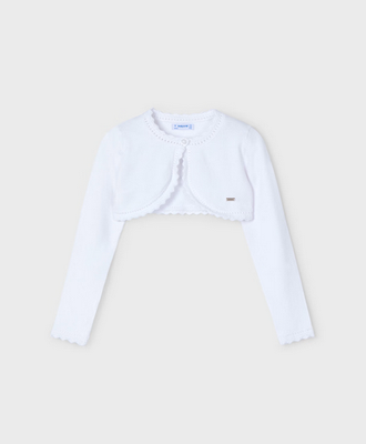 Mayoral 320 Girl's LS Basic Knit Bolero w/ Trim/