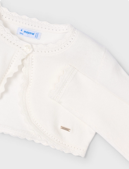 Mayoral 320 Girl's Long Sleeve Basic Knit Bolero w/ Trim