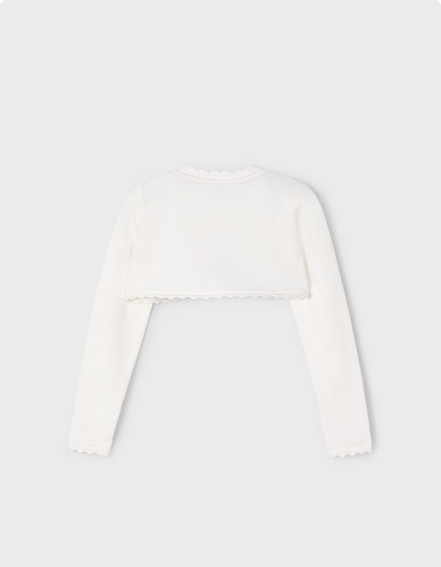 Mayoral 320 Girl's Long Sleeve Basic Knit Bolero w/ Trim