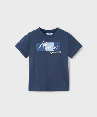 Mayoral 3025 Boy’s SS “Always” Embroidered T-Shirt/MIDNIGHT