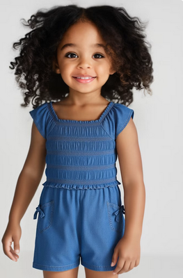 Mayoral 3873 Girl’s Denim Blue Romper /17 MEDIO