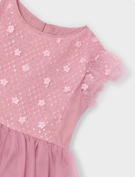 Mayoral 3914 Girls Junior Short Sleeve Sequin & Tulle Dress