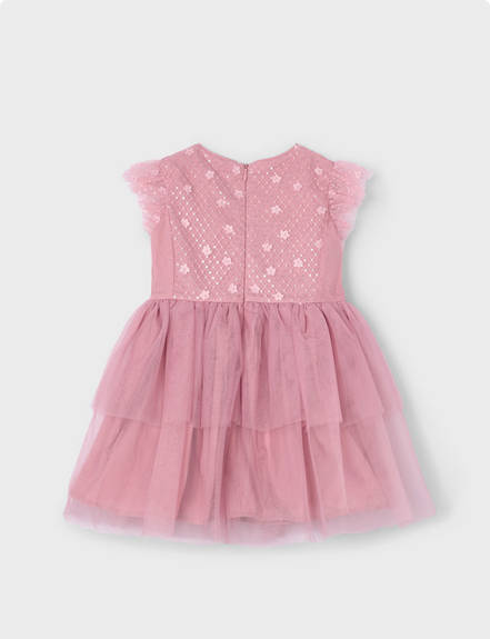 Mayoral 3914 Girls Junior Short Sleeve Sequin & Tulle Dress