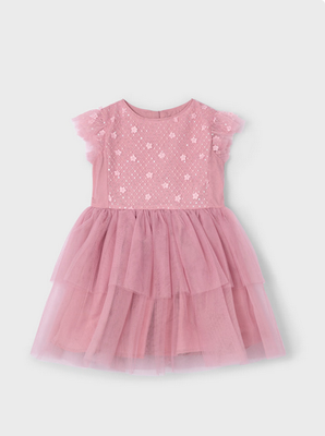Mayoral 3914 Girls Junior Short Sleeve Sequin & Tulle Dress