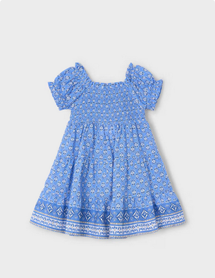 Mayoral 3932 Girl’s Short Sleeve Flower Print Dress/AÑIL