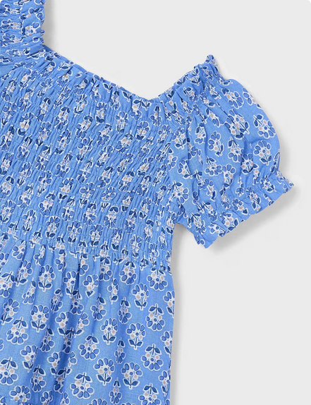 Mayoral 3932 Girl’s Short Sleeve Flower Print Dress/AÑIL
