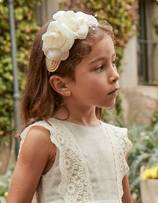 Mayoral 10921 Girls Straw & Flowers Headband/OS