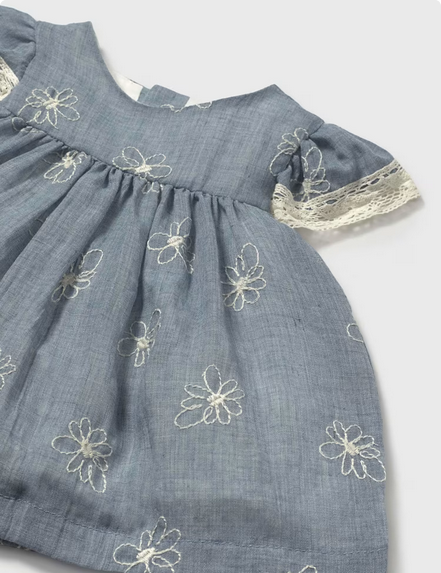 Mayoral 1848 Baby Chambray Floral Dress