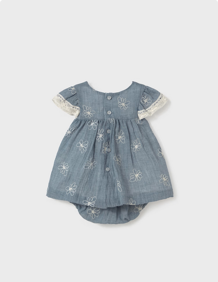 Mayoral 1848 Baby Chambray Floral Dress