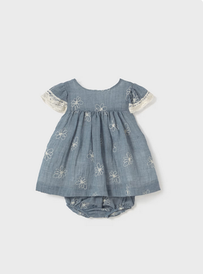 Mayoral 1848 Baby Chambray Floral Dress