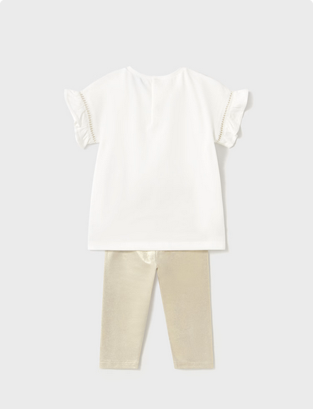 Mayoral 1734 Girl’s Short Sleeve T-Shirt & Sparkly Legging Set