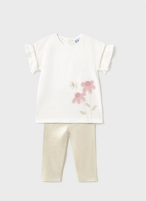 Mayoral 1734 Girl’s Short Sleeve T-Shirt & Sparkly Legging Set
