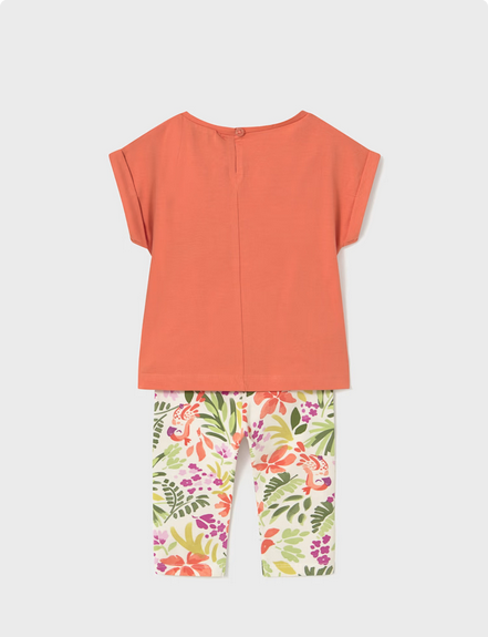 Mayoral 1738 Baby Girl’s Flower Print T-Shirt & Pants Set 2PC/ Zanahoria