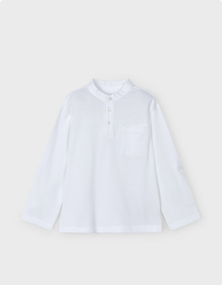 Mayoral 3111 Boys Junior Long Sleeve Band Collar Top