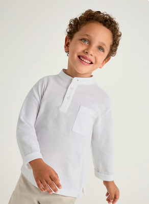 Mayoral 3111 Boys Junior Long Sleeve Band Collar Top