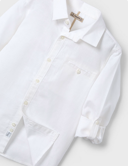 Mayoral 3121 Boys Youth Long Sleeve Linen Button Up Shirt