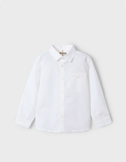 Mayoral 3121 Boys Youth Long Sleeve Linen Button Up Shirt