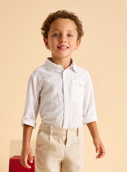 Mayoral 3121 Boys Youth Long Sleeve Linen Button Up Shirt