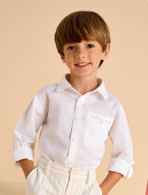Mayoral 3121 Boys Youth LS Linen Button Up Shirt/