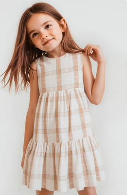 Mayoral 3922 Girl’s Linen Checkered Dress