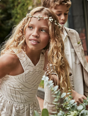 Mayoral 6976 Girls Youth Texture Print Halter Dress/