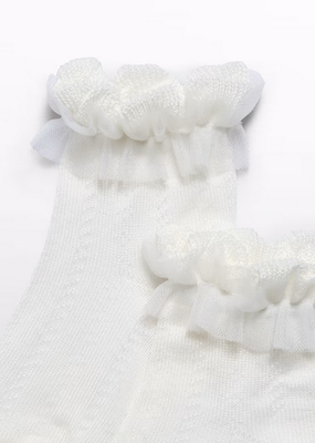 Abel & Lula 5434 Baby Girl's Cotton Tulle Frill Socks/ 