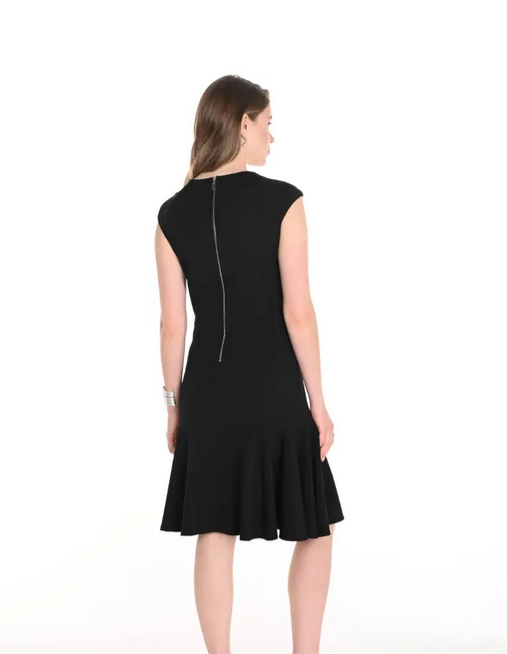 Frank Lyman 256114 Dress Gold Buttons Ruffle Bottom – Black