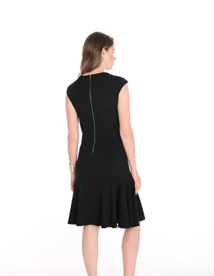 Frank Lyman 256114 Dress Gold Buttons Ruffle Bottom /BLACK