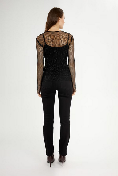 Frank Lyman 244619U Knit Rhinestone Long Sleeve Top – Black