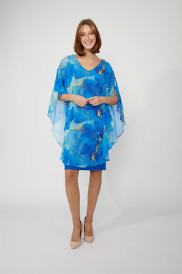 Frank Lyman 258165 Marble Print Dress /ROYAL BLUE