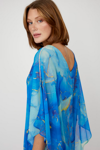 Frank Lyman 258165 Marble Print Dress – Royal Blue