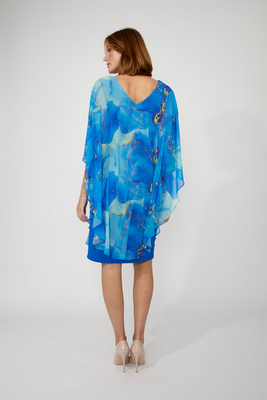 Frank Lyman 258165 Marble Print Dress /ROYAL BLUE