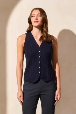 Tribal 2162O-8173 Women's Sleeveless Button Up Sweater Vest