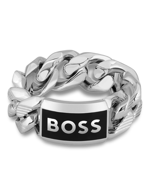 Boss 1580681L Men's Silver "Boss" Chain Ring