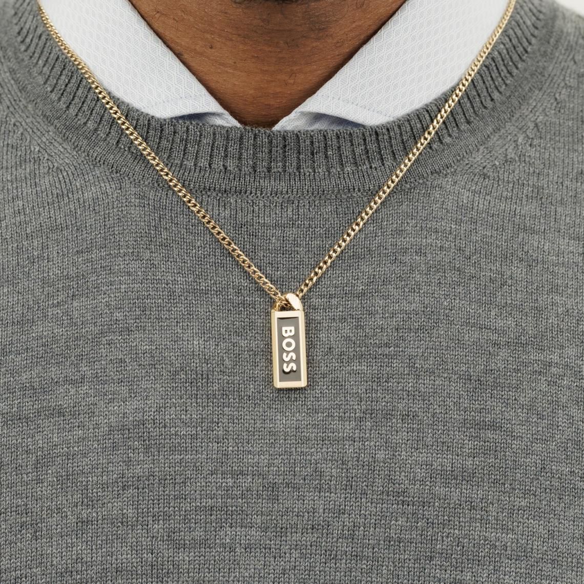 Boss 1580678 Men's Gold Plated "Boss" Pendant Necklace