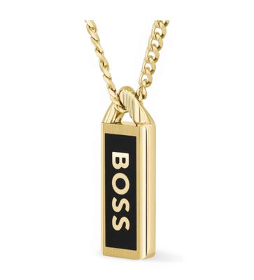 Boss 1580678 Men's Gold Plated "Boss" Pendant Necklace