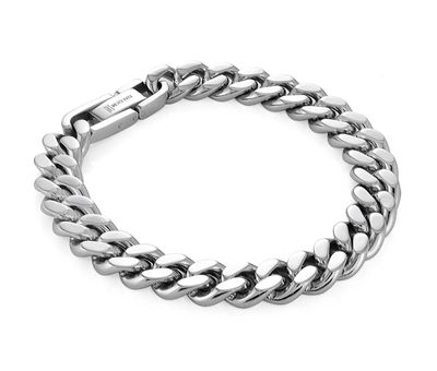 Italgem SMB413 Men's S.Steel Polished 10mm- Curb Link- 8"+0.5"- Bracelet
