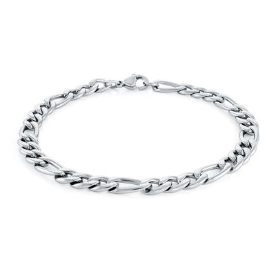 Italgem SMB479 Men’s S. Steel 6mm Figaro Polished Bracelet