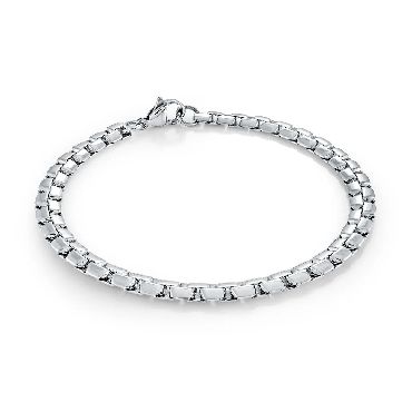 Italgem SMB733 Men's S.Steel 5.7mm Flat Box Polished 8"- Bracelet