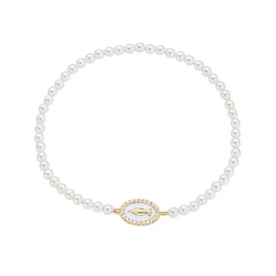 Amen BRELPE30SWGB Women's Gold Plated Miraculous Mary Pearl Bracelet