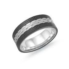 Italgem SMR61 Men's Black-IP S.Steel Plated Tire Pattern Ring