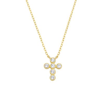 Amen CLCRB0GBZ3 Women's Gold Plated CZ Cross Necklace